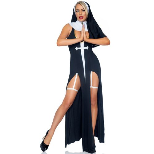 Déguisement Nonne Sexy Noire Et Blanche Femme - Taille: S