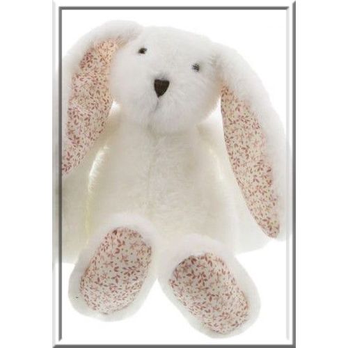 Doudou Lapin Blanc Bouchara Oreilles Fleuries Soft Toy Cuddle Bunny White Rabbit Baby