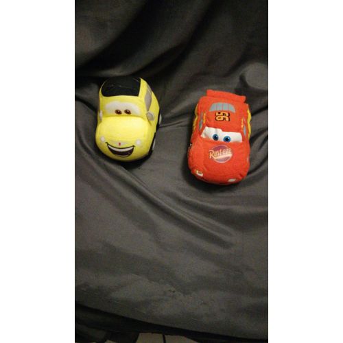 Lot De 2 Peluches Doudous Cars Flas Mac Queen Et Luigi Jaune Disney