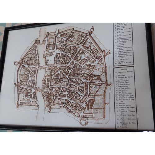 Cadre Sous-Verre Reproduction "Plan De Castres" Levé En 1674 Par Samuel Picard