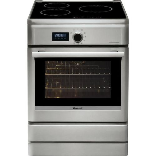 Brandt BCI6658T - Cuisinière - pose libre - largeur : 60 cm - profondeur : 61.8 cm - hauteur : 85 cm - avec système auto-nettoyant - argent