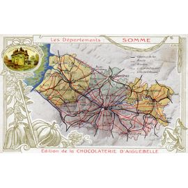 Carte Ancienne Format Carte Postale - Théme Cartographie - Département De La Somme - 80 -- Éditée Par La Chocolaterie D'aiguebelle -