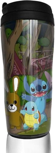Anime Bunbun Squirtle Stitch Travel Coffee Mugs Double Wall Vacuum Tumblers Insulated Thermos Mug -12 Oz