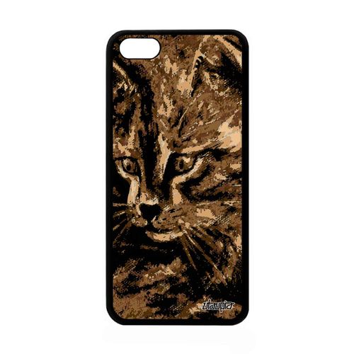 Coque Silicone Pour Apple Iphone 5c Chat Marron Chaton Alu Mignon Caoutchouc Tpu