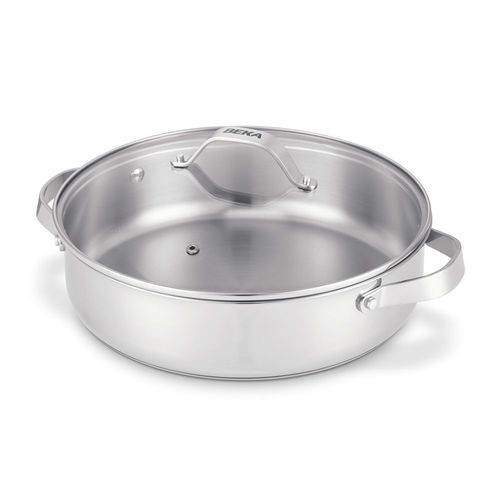 Sauteuse 2 Anses Cicla Avec Couvercle En Verre 28 Cm En Acier Inoxydable Recyclé