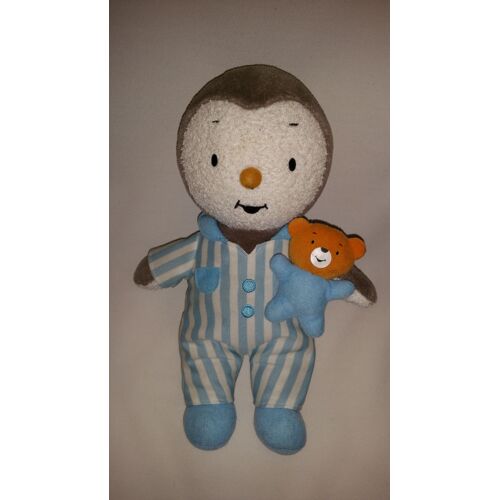 Doudou T'Choupi Jemini Luminou Peluche Tchoupi Bleu Rayé Blanc Gris Peluche Jouet Éveil Enfant Bebe T'Choupi & Doudou 28 Cm