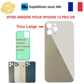 Vitre Arriere Compatible Iphone 12 Pro Or Adhesif Gros Trou