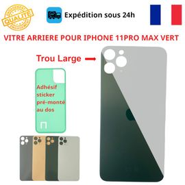 Vitre Arriere Compatible Iphone 11 Pro Max Vert Adhesif Gros Trou