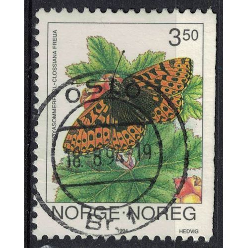 Norvège 1994 Oblitéré Used Papillon Butterfly Clossiana Freija Nacré De L'orcette Su
