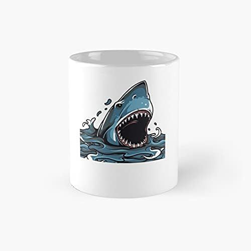 Tasse Classique De Style Shark Attack - 11 Onces Pour Café, Thé, Tasse