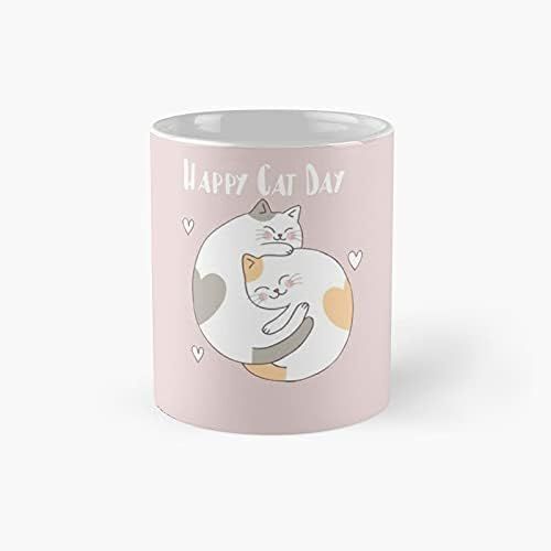 Tasse Classique Happy Cat Day - 11 Onces Pour Café, Thé, Tasse