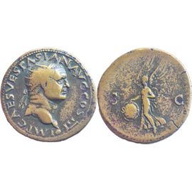 Rome - Dupondius - Vespasien - 71 Ad - Cos Iii - Victoire Avec Bouclier Spqr (Lisible) - Rare - Ric.478 - 14-205