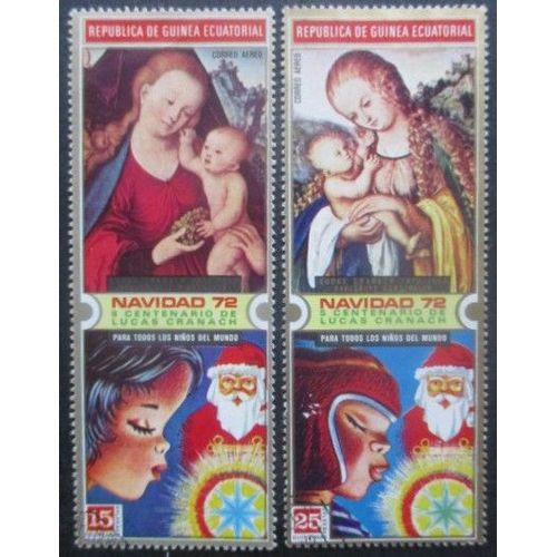 Guinee Equatoriale Poste Aérienne N°12a Et 12b Tableaux Religieux Oblitérés