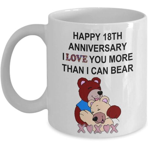 18e 18e Anniversaire De Mariage Pour Mari, Femme, Lui, Hommes, Femmes, Couples, Partenaire, Drôle, Pour La Saint-Valentin, Tasse À Café Personnalisée