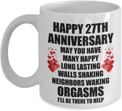 27e 27e Anniversaire De Mariage Cadeau Pour Lui Mari Hommes Femme Femmes Son Partenaire Drôle Sexy Saint Valentin Romantique Tasse À Café Personnalisée