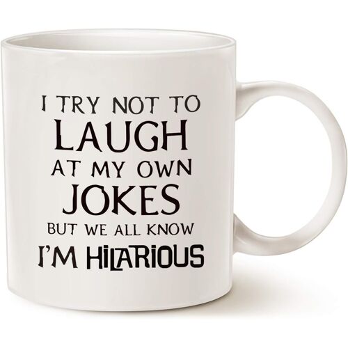 Tasse À Café Avec Dicton Drôle De Betteraves, J'essaie De Ne Pas Rire De Mes Propres Blagues, Mais Nous Savons Tous Que Je Suis Hilarant, Cadeaux Uniques De Vacances Ou D'anniversaire, Tasse En Porcelaine Blanche, 11 Oz