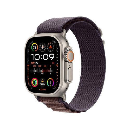 Apple Ultra 2 GPS + Cellular - Boîtier Titane 49 mm Titane naturel/Indigo - Bracelet M