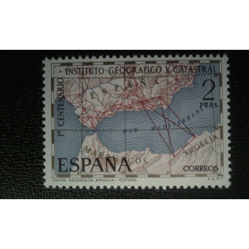 Timbre Espagne ( Yt 1656 ) 1970 Centenaire Du Geographical & Survey Institute