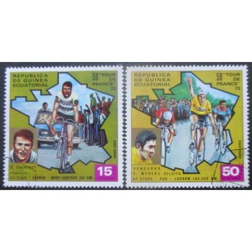 Guinee Equatoriale Poste Aérienne N°19a Et 19b Tour De France Cycliste Oblitérés