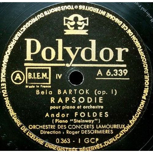 Concerto (Op.1) / Rapsodie Pour Piano Et Orchestre - A 6.339 - French Polydor 1949 - 0.360/0.363