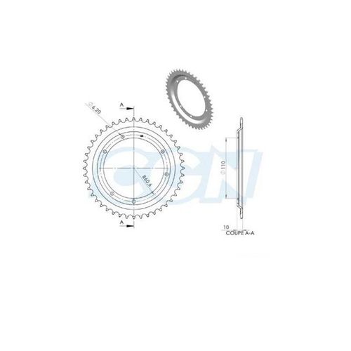 Couronne Cyclo Adaptable Mbk 65/85 44dts (D110) 6 Trous