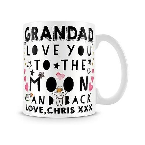 Tasse Personnalisée Sur Le Thème De La Fête Des Pères, Grand-Père, Je T'aime Jusqu'à La Lune Et Dos, 11 Oz, Anniversaire, Noël, Saint-Valentin, Idée Cadeau Personnalisée.