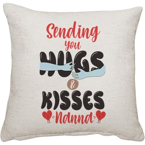 La Fête Des Mères Vous Envoie Des Câlins Et Des Bisous Nanna Cadeau D'anniversaire Coussin Pour Chambre/Canapé Coussin En Lin, Coussin D'oreiller. (Housse De Coussin En Lin Avec Insert)-Housse De Coussin En Lin