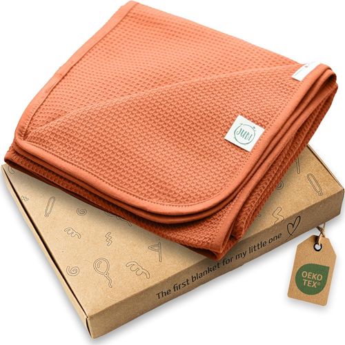 Tianyi-Couverture Pour Bébé 100 % Coton - 70 X 100 Cm - Douce Pour Nouveau-Né - Couverture Douillette Pour Poussette Et Lit - Certifié Oeko-Tex - Beau Cadeau De Naissance (Marron Rouille)
