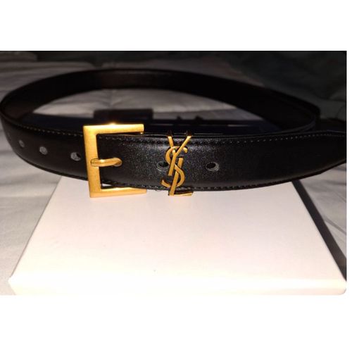 Ceinture Yves Saint Laurent Cuir Noir Doré 