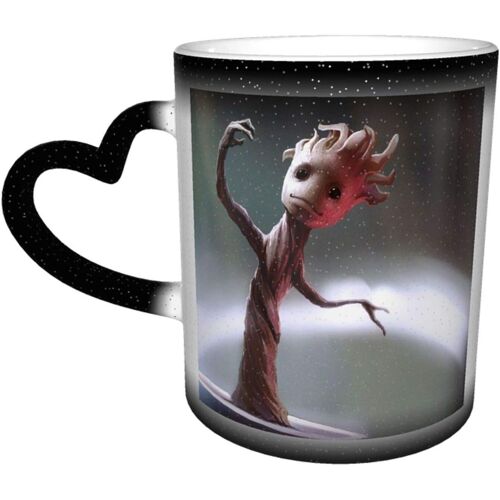 Groot 19 Tasse À Couleur Changeante De Couleur Sensible À La Chaleur Tasse À Changement De Couleur Dans Le Ciel Magique Tasses À Café D'art Drôle Tasse En Céramique Cadeaux Personnalisés-Noir