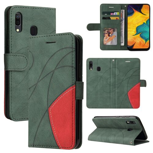 Coque Samsung Galaxy A20, Etui Pour Samsung Galaxy A20,Etui En Cuir Pu Premium Housse Pour Samsung Galaxy A20,Vert