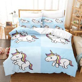 Housse De Couette Licorne Avec Taie D'oreiller Enfants Ensemble De Literie D Dessins Anim¿¿S Ensemble De Housse De Couette (Licorne , X Cm)