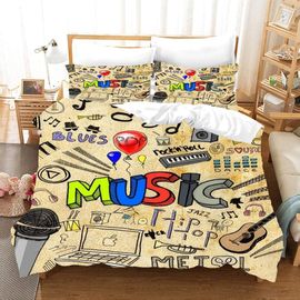 Ensemble De Housse De Couette ¿¿ Th¿¿Me Note Musicale Avec / Taies D'oreiller ? Fermeture ¿¿ Glissi¿¿Re, Housse De Couette Super Douce Et Confortable Prot