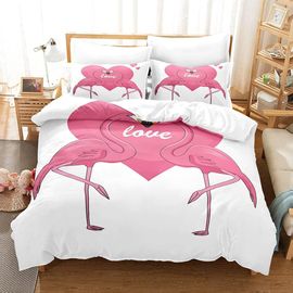 Ensemble De Housse De Couette Flamant - Ensemble De Housse De Couette Imprim¿¿E En D Ensemble De Literie En Microfibre Respirante Ultra Douce Pour La M