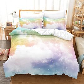 Housse De Couette ¿¿ Th¿¿Me Nuages ??Color¿¿S Ensemble De Lit / Taie D'oreiller, Conception De Style De Personnalit¿¿, Housse De Couette Confortable Et (N