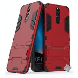 Housse Etui Coque Rigide Anti Choc Pour Huawei Mate 10 Lite + Verre Trempe - Rouge