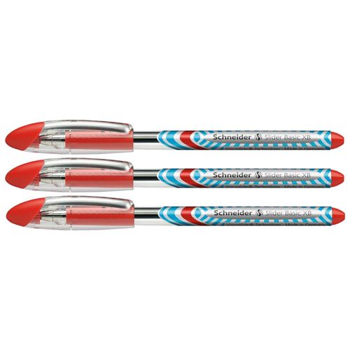 Schneider Lot De 3 Stylos À Bille Slider Basic Pointe Extra Large Rouge