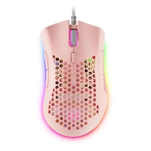 MARS GAMING MMEX - Souris - premium gaming - pour droitiers - optique - 7 boutons - filaire - USB - rose