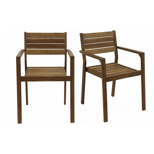 Fauteuils De Jardin Empilables En Acacia Massif (Lot De 2) Canopee