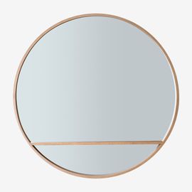 Miroir mural rond en bois (Ø80 cm) Benat Bois Foncé