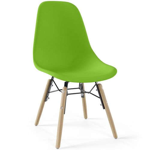 Chaise Enfant - Design Scandinave - Pieds En Bois - Lumi Vert