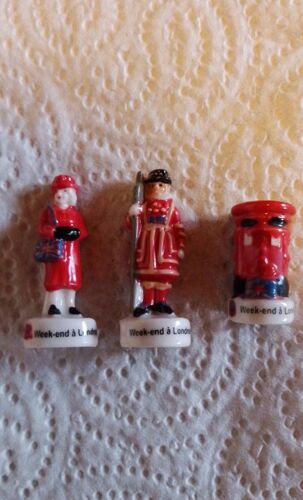 3 Fèves En Faïence " Week-End À Londres"