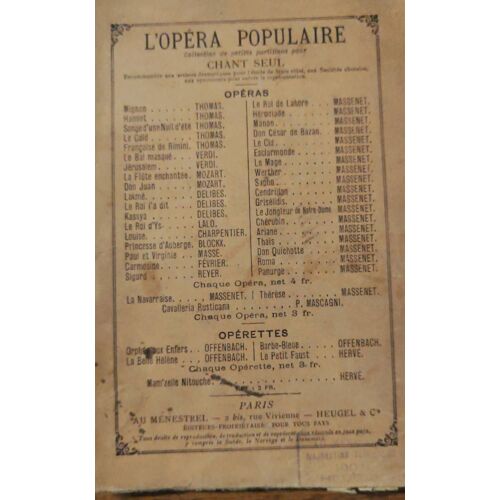 Sapho - Partition Pour Chant Seul - L'opéra Populaire