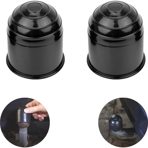 Cache-Boule Pour Crochet De Remorque, Lot De 2, Noir, Pour Attelages À Tête Sphérique Jusqu'à Ø 50 Mm Cache-Boule En Plastique Abs, Cache-Crochet Contre L'abrasion Et La Saleté, Cache Boule Attelage