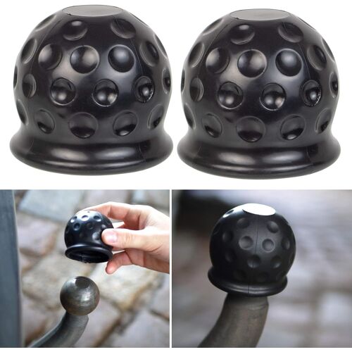 Cache-Boule Pour Crochet De Remorque, Lot De 2, Pour Attelages À Tête Sphérique Jusqu'à Ø 50 Mm Cache-Boule En Caoutchouc, Cache-Crochet Contre L'abrasion Et La Saleté, Noir, Cache Boule Attelage