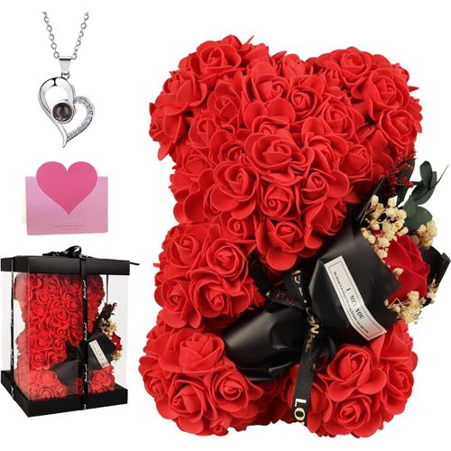 Women's Gift Pink Bear,Personalised Teddy Bear,Pink Bear,Mother's Day Gift,Valentine's Day,Anniversaries And Anniversaries,Graduation Gift,With Necklace