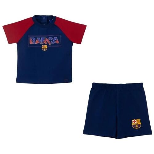12 Mois - T-Shirt + Short - Fc Barcelone - Bébé - Manches Courtes - Respirant - Bleu