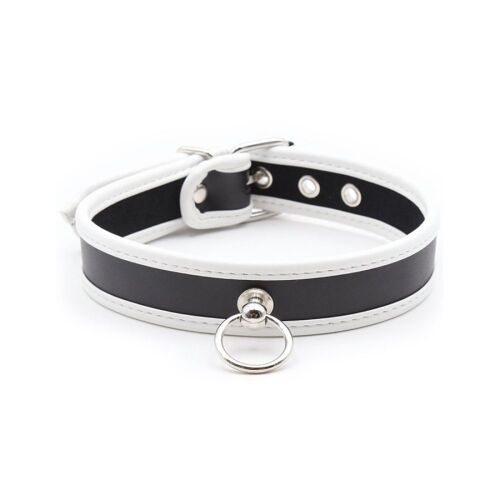 Hard Girly Collier O Ring Simili Noir-Blanc