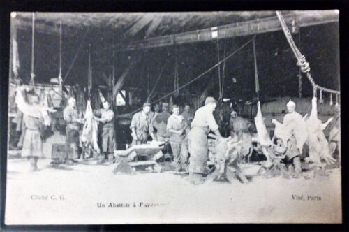 Carte Postale (Cpa) Animée D'un Abattoir À Fismes (Marne - 51) Durant La 1ère Guerre Mondiale 1914 1918 - Imprimerie Ernest Le Deley - Cliché C. G.
