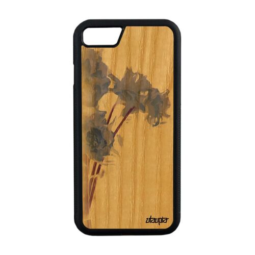 Coque En Bois Iphone 8 Silicone Bouquet De Fleurs De Protection Romantique